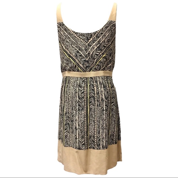 Ann Taylor LOFT Beige Black Sleeveless Tribal Sheath Dress Size 0P Pre-Loved - Picture 3 of 7